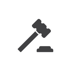 Judge hammer, gavel icon vector, filled flat sign, solid pictogram isolated on white. Symbol, logo illustration. Pixel perfect