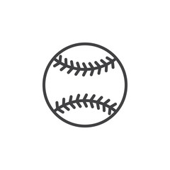Baseball ball line icon, outline vector sign, linear style pictogram isolated on white. Symbol, logo illustration. Editable stroke. Pixel perfect