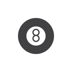 Eight ball pool game icon vector, filled flat sign, solid pictogram isolated on white. Billiard symbol, logo illustration. Pixel perfect