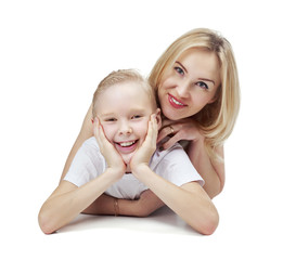 happy mother and son