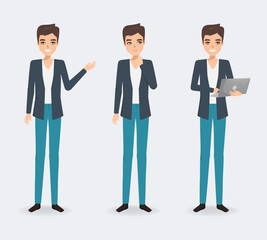 collection business man character in job at office work. avatar people realistic vector design.