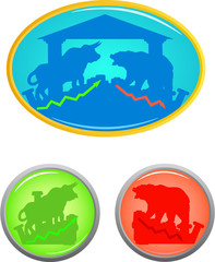 Bull and bear icon set
