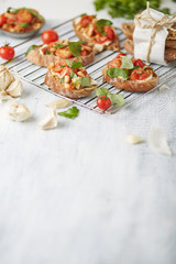brown bread sandwiches with tomatoes and shrimps