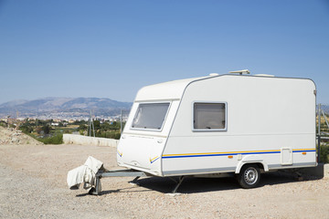 Vintage caravan on parking