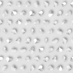Seamless Monochrome Pattern With Hearts. Repeating Scattered Shapes Texture.