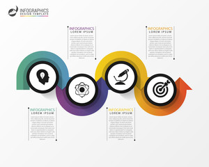 Timeline infographics template. Colorful modern design. Vector