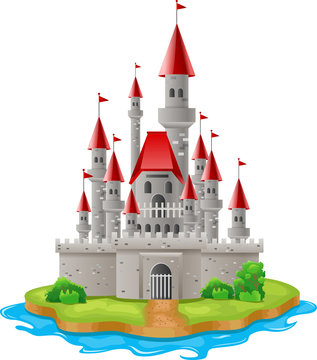 Illustration castles on the islands. Vector illustration