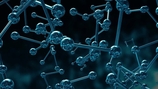 Animation of model molecule from glass and crystal. Seamless loop