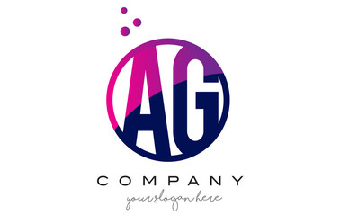 AG A G Circle Letter Logo Design with Purple Dots Bubbles