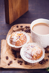 hot coffee with muffin