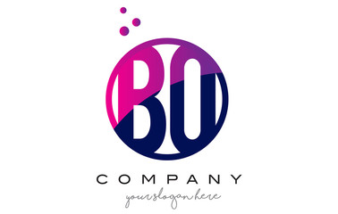 BQ B Q Circle Letter Logo Design with Purple Dots Bubbles