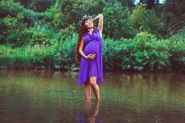 pregnant girl near the water