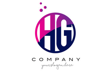 HG H G Circle Letter Logo Design with Purple Dots Bubbles