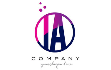 IA I A Circle Letter Logo Design with Purple Dots Bubbles