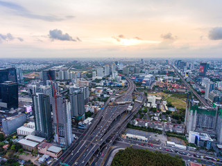 Naklejka na ściany i meble Aerial view of Cityscape of Bangkok
