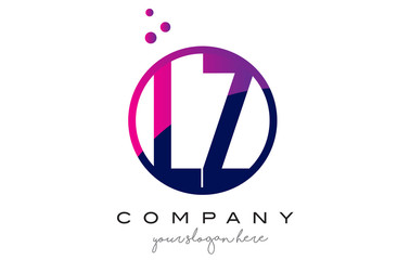 LZ L Z Circle Letter Logo Design with Purple Dots Bubbles