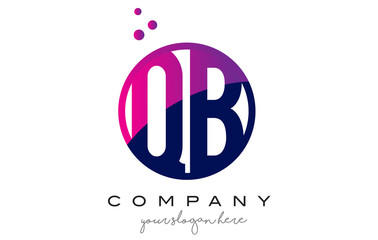 Obraz premium QB Q B Circle Letter Logo Design with Purple Dots Bubbles