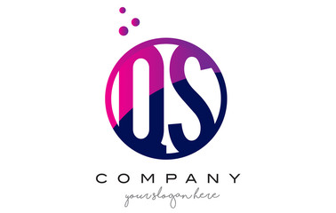 QS Q S Circle Letter Logo Design with Purple Dots Bubbles