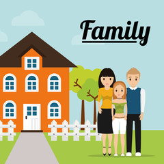 family home tree fence image vector illustration eps 10