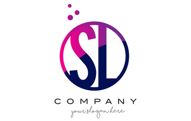 SL S L Circle Letter Logo Design with Purple Dots Bubbles