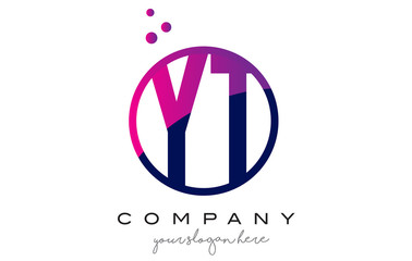 YT Y T Circle Letter Logo Design with Purple Dots Bubbles