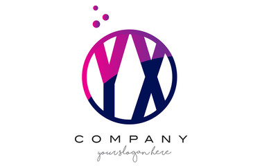 YX Y X Circle Letter Logo Design with Purple Dots Bubbles
