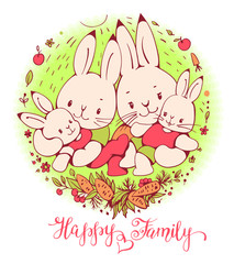 cartoon Bunnies family