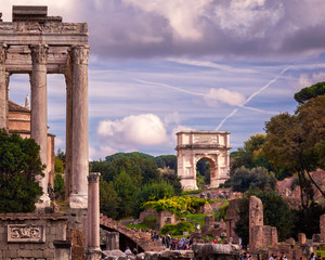 Fototapeta na wymiar The Arch of Titus in Roman Forum, Rome, Italy