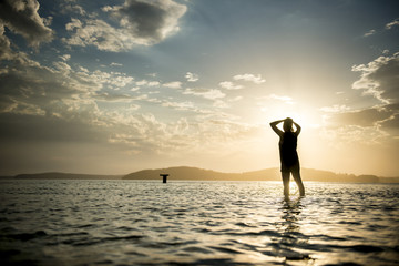 Beautiful sunset from beach near Sydney, Australia