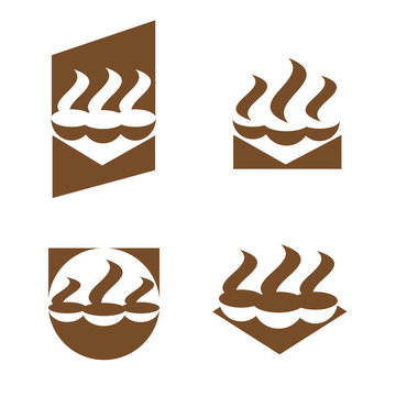 
An illustration depicting four pictures of cups of coffee in the form of a logo