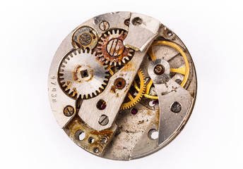 old  pocket clock mechanism, added grunge texture
