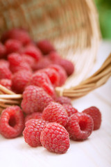 raspberry in a basket on the table