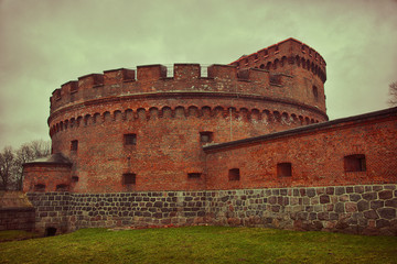 Tower of Der Dona. Part of the german defensive fortifications in the Konigsberg (1843-1859). Nowadays the territory of the Russian Federation, city of Kaliningrad