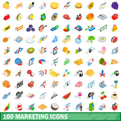 100 marketing icons set, isometric 3d style