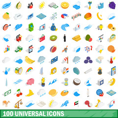 100 universal icons set, isometric 3d style