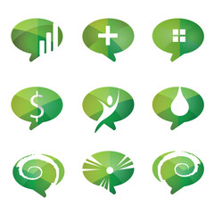 Speech bubbles icons, vector set of communication signs.  logo template set