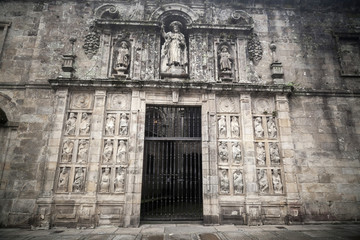 Detail cathedral, Holy door, Puerta Santa.Santiago de Compostela, Galicia, Spain.