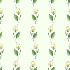 Hand drawn watercolor floral seamless pattern. Background with flowers