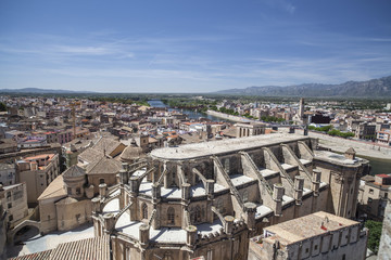 Obraz premium City view and cathedral of Tortosa , province Tarragona,Catalonia,Spain.
