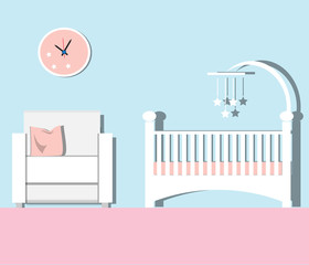 Fototapeta premium Baby room Flat. Nursery room Vector illustration.
