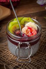 Chia seed pudding with fruit.