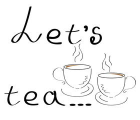 Let's tea vintage stylized coffee cup in Vector.