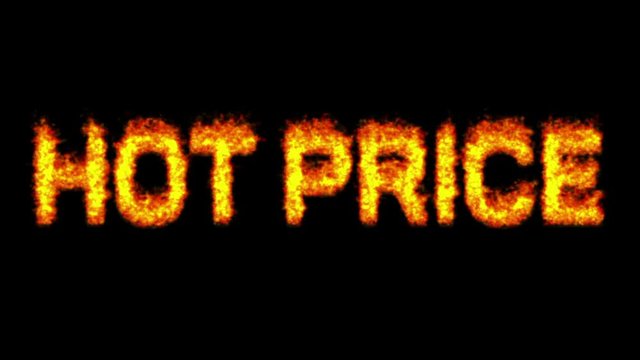 Hot price burning word on fire. HD animation with particles. Motion background.