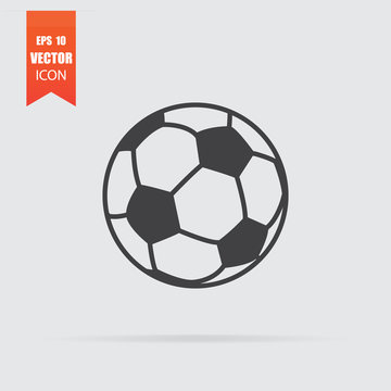 Soccer ball icon in flat style isolated on grey background.