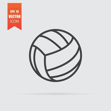 Volleyball ball icon in flat style isolated on grey background.