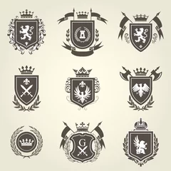 Fotobehang Knight coat of arms and heraldic shield blazons © gomixer