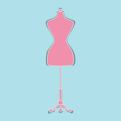 Mannequin shape with pearls. Flat Vector Illustration.