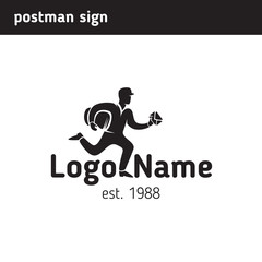 Logo man in a hurry to deliver a package