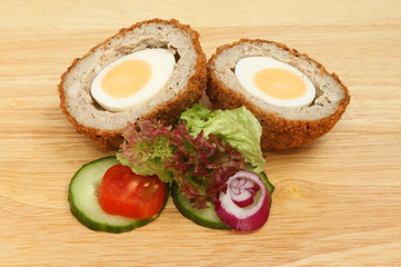 Scotch egg and salad garnish
