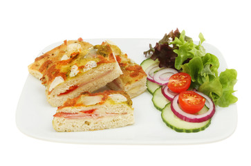 Filled Focaccia and salad